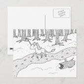 Zwarte en witte unicorn-galoping briefkaart (Voorkant / Achterkant)