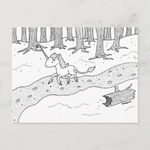 Zwarte en witte unicorn-galoping briefkaart