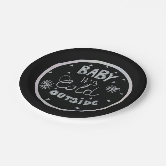 Zwarte en witte, unieke prettige kerst papieren bordje (Gekanteld)