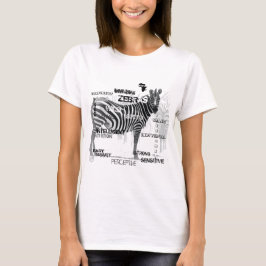 Zwarte en witte unieke Zebras-typografie T-shirt