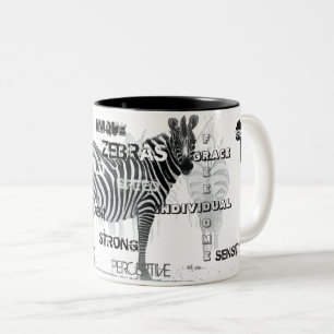 Zwarte en witte unieke Zebras-typografie Tweekleurige Koffiemok