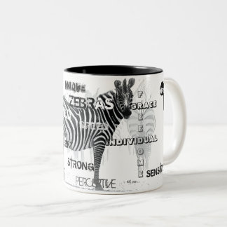 Zwarte en witte unieke Zebras-typografie Tweekleurige Koffiemok