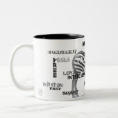 Zwarte en witte unieke Zebras-typografie Tweekleurige Koffiemok (Links)