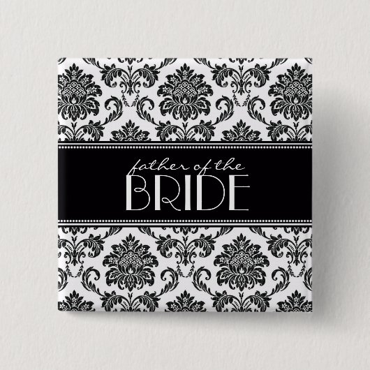 Zwarte en witte vader van de Bride Damask Button (Voorkant)