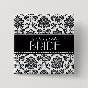 Zwarte en witte vader van de Bride Damask Button
