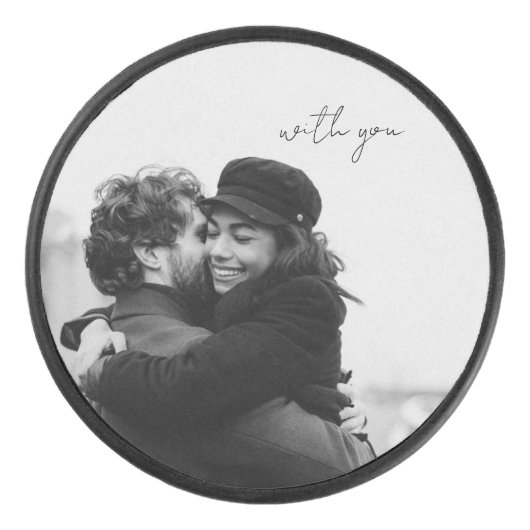 Zwarte en witte Valentijnsdag Hockey Puck (Voorkant)