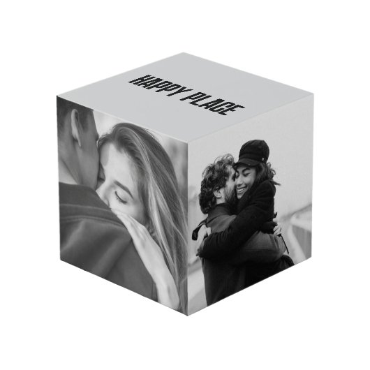 Zwarte en witte Valentijnsdag Kubus (Voorkant hoekig)