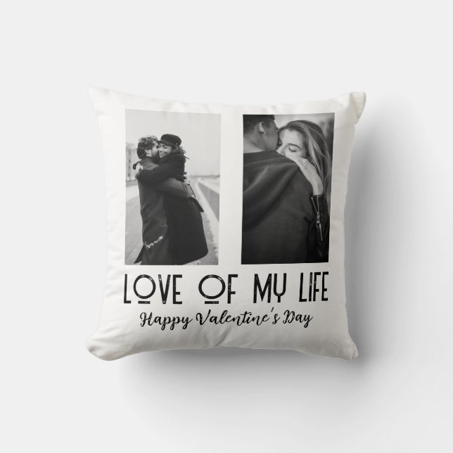 Zwarte en witte Valentijnsdag Kussen (Voorkant)