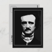 Zwarte en witte vectorkunst, Edgar Allan Poe Briefkaart (Voorkant / Achterkant)