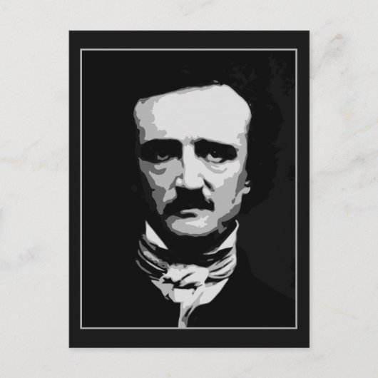 Zwarte en witte vectorkunst, Edgar Allan Poe Briefkaart (Voorkant)