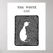 Zwarte en witte vectorkunst Het witte kat Poster (Voorkant)