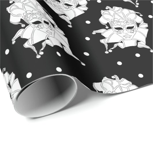 Zwarte en witte Venetiaanse carnavalmaskers, gevil Cadeaupapier (Rol Hoek)