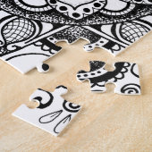 Zwarte en witte ventilator Mandala Art Jigzaag Puz Legpuzzel (Zijkant)