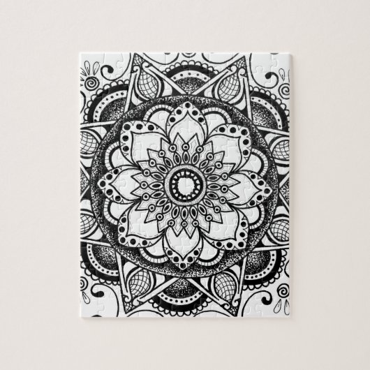 Zwarte en witte ventilator Mandala Art Jigzaag Puz Legpuzzel (Verticaal)