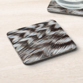 Zwarte en witte veren in detail bier onderzetter (Linkerzijde)