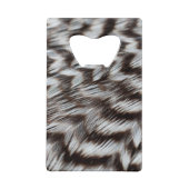 Zwarte en witte veren in detail creditkaart flessenopener (Achterkant)