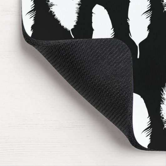 Zwarte en witte veren muismat (Hoek)