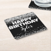 Zwarte en Witte verjaardag Kartonnen Onderzetters (Schuin)