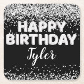 Zwarte en Witte verjaardag Kartonnen Onderzetters (Voorkant)