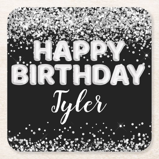 Zwarte en Witte verjaardag Kartonnen Onderzetters (Voorkant)
