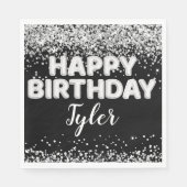 Zwarte en Witte verjaardag Servet (Voorkant)
