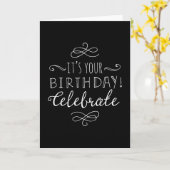 Zwarte en witte verjaardag vieren kaart (Gele Bloem)
