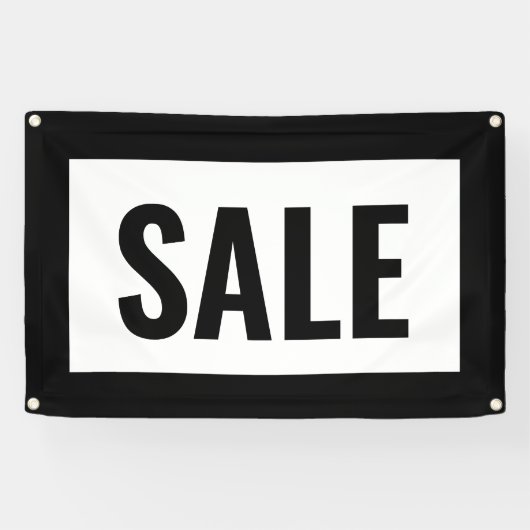 ZWARTE EN WITTE VERKOOPSIGN SPANDOEK (Horizontaal)