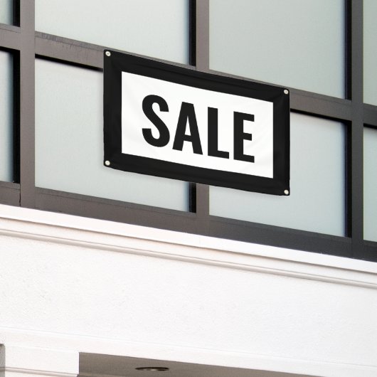 ZWARTE EN WITTE VERKOOPSIGN SPANDOEK (Buitenkant Gebouw)