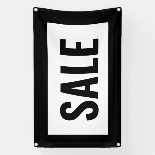 ZWARTE EN WITTE VERKOOPSIGN SPANDOEK (Verticaal)