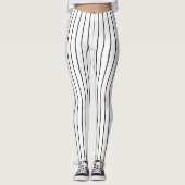 Zwarte en witte verticale streep leggings (Voorkant)
