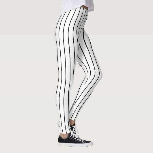 Zwarte en witte verticale streep leggings (Rechts)