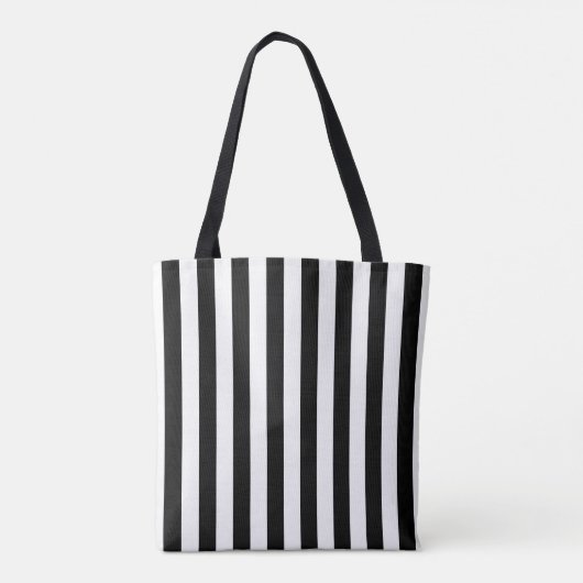 Zwarte en witte verticale streep tote bag (Achterkant)