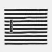 Zwarte en witte verticale strepen Aangepaste naam Fleece Deken (Voorkant (Horizontaal))