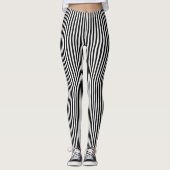 Zwarte en witte verticale strepen leggings (Voorkant)