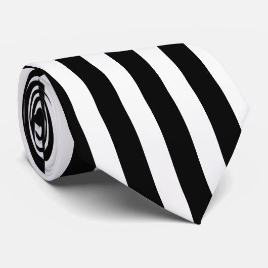 Zwarte en witte verticale strepen stropdas (Opgerold)