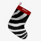 zwarte en witte vetvlekken Zebra Afdrukken Kleine Kerstsok (Voorkant (Hangend))