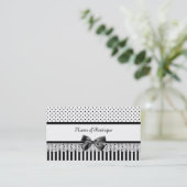 Zwarte en witte Victoriaans strepen met lint Visitekaartje (Staand voorkant)