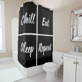 Zwarte en witte vierkantjes met grappige woorden douchegordijn (In situ)