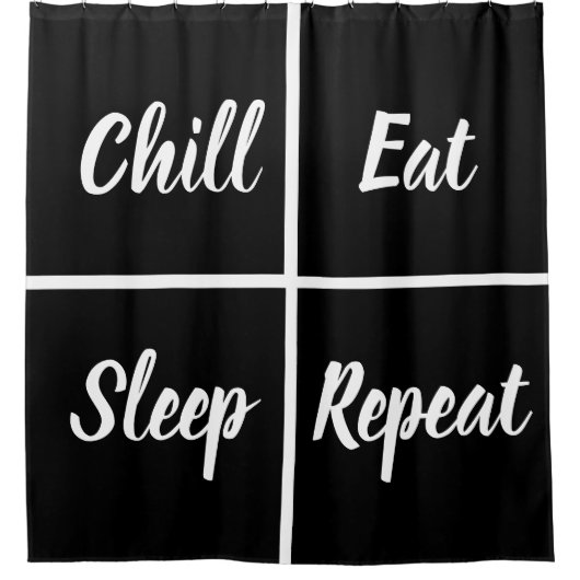 Zwarte en witte vierkantjes met grappige woorden douchegordijn (Voorkant)