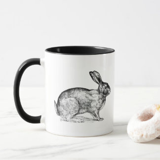 Zwarte en Witte Vintage Bunny Rabbit Coffee Mok