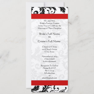 Zwarte en witte Vintage Floral Damask Wedding Kaart