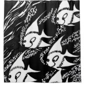 Zwarte en witte vis douchegordijn (Voorkant)