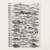 Zwarte en witte vis, oceaan, ichtyoloog planner (Voorkant)