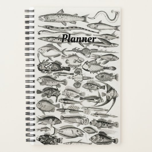 Zwarte en witte vis, oceaan, ichtyoloog planner (Voorkant)