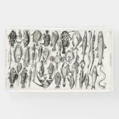 Zwarte en witte vis, oceaan, ichtyoloog spandoek (Horizontaal)