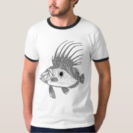 ZWARTE EN WITTE VISILLUSTRATIE T-SHIRT