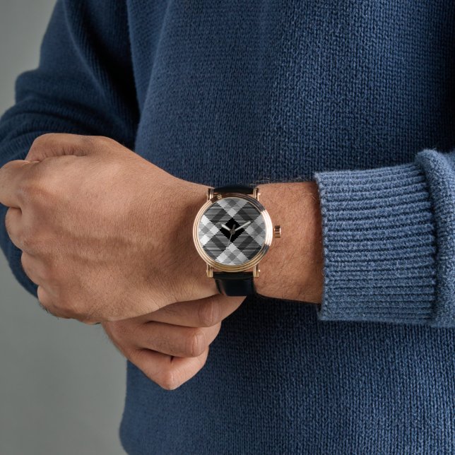 zwarte en witte vlecht horloge (Pols)