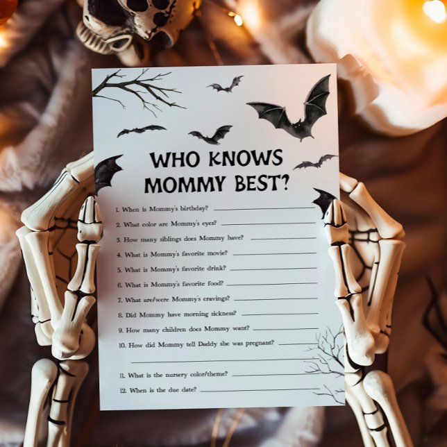 Zwarte en witte vleermuizen Wie kent mama het best (Black and White Bats Baby Shower Who knows Mommy Best Game )