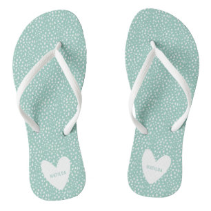 Zwarte en witte vlek met hart gepersonaliseerd teenslippers