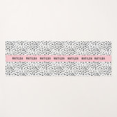 Zwarte en witte vlek met roze streep op maat yogamat (Voorkant (horizontaal))